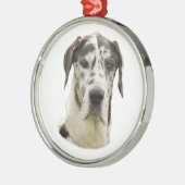 Foto des Harlekin-großen Dänen Hunde Silbernes Ornament (Links)