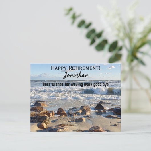 Foto des Individuellen Namens für die Ruhestandsze Postkarte (Stehend Vorderseite)