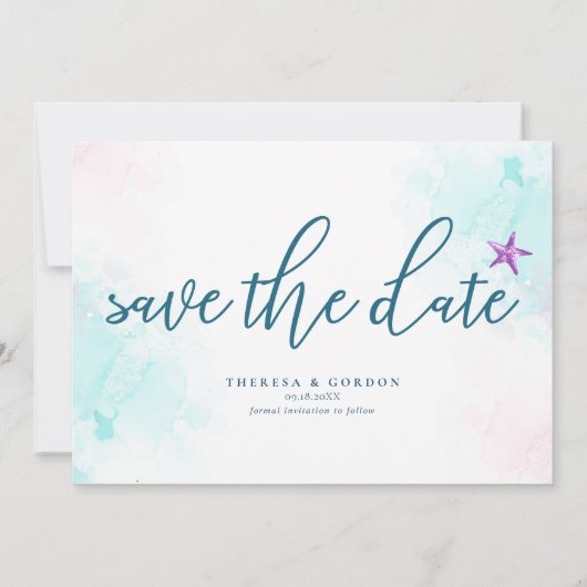 Foto des Küstenkorallenriffs Save the Date Einladung (Rückseite)