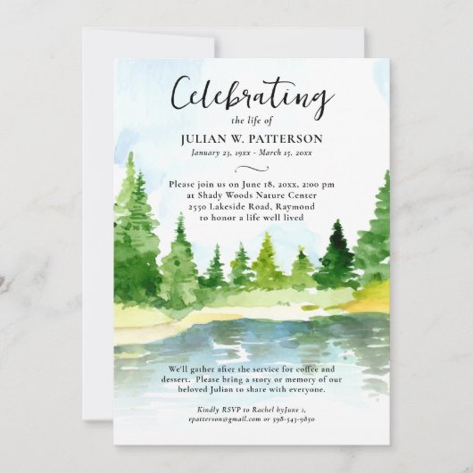 Foto des Lebens am bewaldeten See Einladung (Vorderseite)