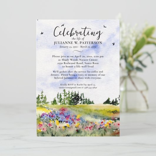 Foto des Lebens in Aquarellen Einladung (Stehend Vorderseite)