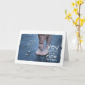 Foto des Mädchens in der bloße Füße Gruß-Karte Karte (Gelbe Blume)