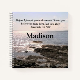 Foto des Meeres mit Jeremiah 1:5 Gott wusste Sie V Notizblock