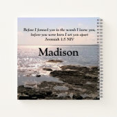 Foto des Meeres mit Jeremiah 1:5 Gott wusste Sie V Notizblock (Rückseite)