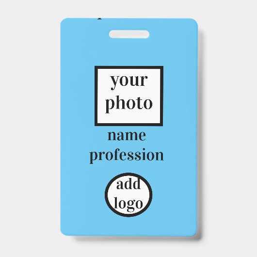 Foto des Mitarbeiters, Bar, Logo, Name Abzeichen Ausweis (Vorderseite)