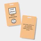 Foto des Mitarbeiters, Bar, Logo, Name Abzeichen Ausweis (Vorder- & Rückseite)