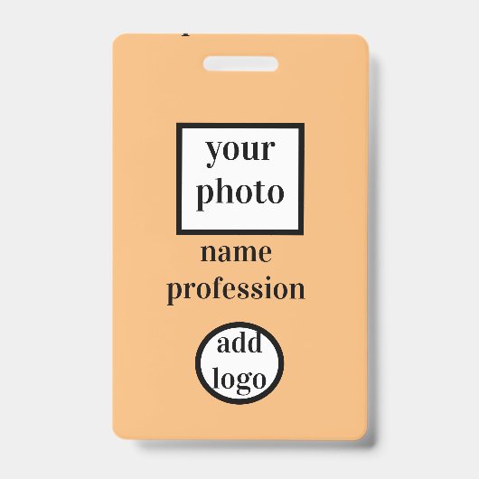 Foto des Mitarbeiters, Bar, Logo, Name Abzeichen Ausweis (Vorderseite)