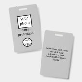 Foto des Mitarbeiters, Bar, Logo, Name Abzeichen Ausweis (Vorder- & Rückseite)