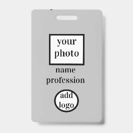 Foto des Mitarbeiters, Bar, Logo, Name Abzeichen Ausweis