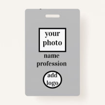 Foto des Mitarbeiters, Bar, Logo, Name Abzeichen