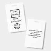 Foto des Mitarbeiters, Bar, Logo, Name Ausweis (Vorder- & Rückseite)