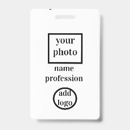 Foto des Mitarbeiters, Bar, Logo, Name Ausweis