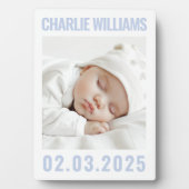 Foto des neuen Babynamendatums Fotoplatte (Vorderseite)