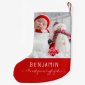 Foto des Neugeborenen, das am Wertvollsten ist Kleiner Weihnachtsstrumpf (Rückseite)