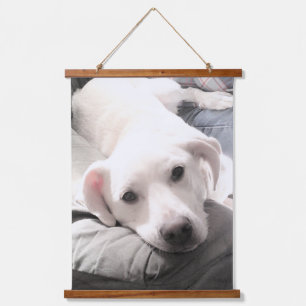 Foto des Niedlichen Hundes mit dem besten Freund V Wandteppich Mit Holzrahmen