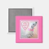 Foto des Niedlichen Hundes mit rosa Skarvenschnupf Magnet (Vorderseite/Rückseite)