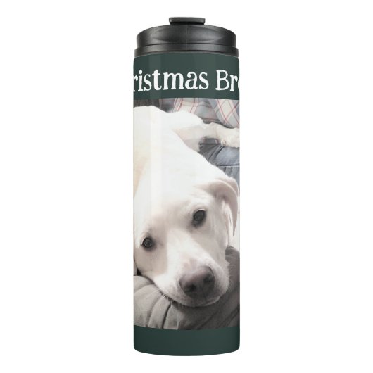 Foto des Niedlichen Hundes Weihnachtsbause Grün Thermosbecher (Vorderseite)