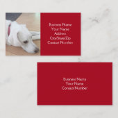 Foto des Niedlichen weißen Hundes mit Rotkehlchen Visitenkarte (Vorne/Hinten)