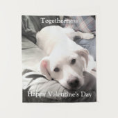 Foto des Niedlichen weißen Hundes mit Vater Valent Wandteppich (Vorderseite)