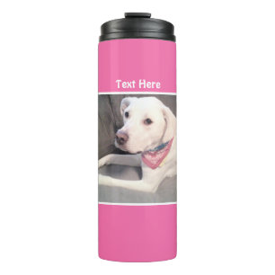 Foto des Niedlichen weißen Labradors Mix Dog Pink  Thermosbecher