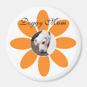 Foto des Niedlichen Welpen-Hundes in Orangefarbene Magnet