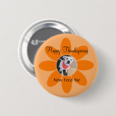 Foto des Niedlichen Welpenhundes in Orange Blume F Button (Vorne & Hinten)