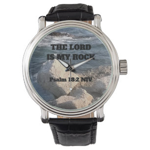 Foto des Ozeans Der Herr ist mein Rock Bible Verse Armbanduhr