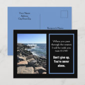 Foto des Ozeans mit Bibelverse Isaiah 43:2 Schwarz Postkarte (Vorne/Hinten)