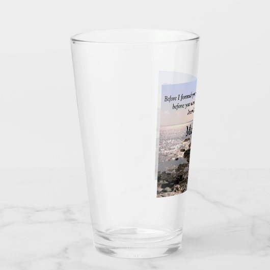 Foto des Ozeans mit Jeremiah 1:5 Gott wusste Sie Glas (Rechts)