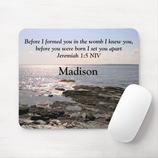 Foto des Ozeans mit Jeremiah 1:5 Gott wusste Sie Mousepad (Mit Mouse)