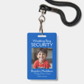 Foto des Ringträgers SECURITY-Abzeichen Kobaltblau Ausweis (Vorderseite mit Lanyard)