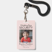 Foto des Ringträgers SECURITY-Abzeichen Rosa Rosen Ausweis (Vorderseite mit Lanyard)