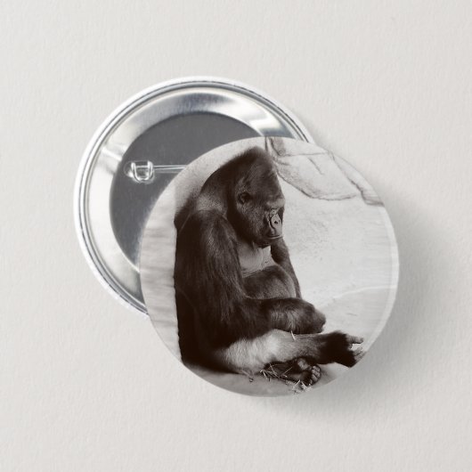Foto des schlafenden Gorillas Button (Vorne & Hinten)