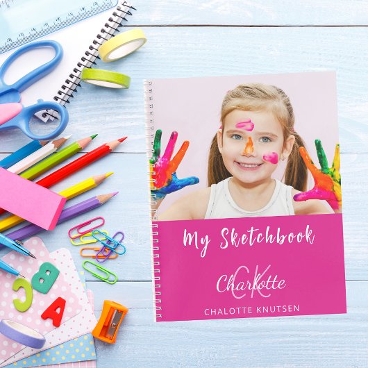 Foto des Sketchbuchs - Rosa Monogramm Notizblock