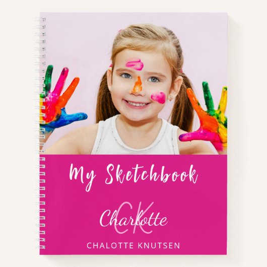 Foto des Sketchbuchs - Rosa Monogramm Notizblock (Vorderseite)