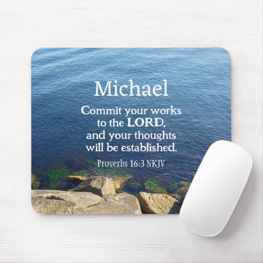 Foto des Sprichworts "Deep Blue Ocean" Bible Verse Mousepad (Mit Mouse)