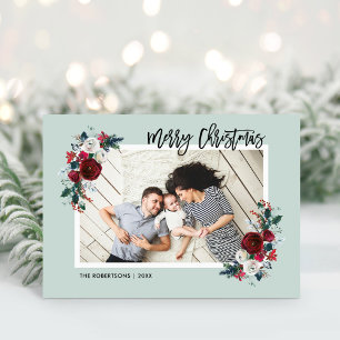 Foto des Stechpalmen-und Kiefern-Weihnachten2 Feiertagskarte