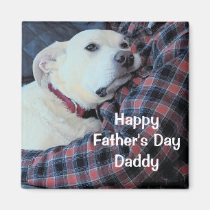 Foto des süßen Weißen Hundes mit Papa Vatertag Magnet