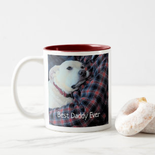 Foto des süßen Weißen Hundes mit Papa Vatertag Zweifarbige Tasse
