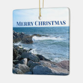 Foto des Wavy Atlantic Blue Keramikornament (Links)
