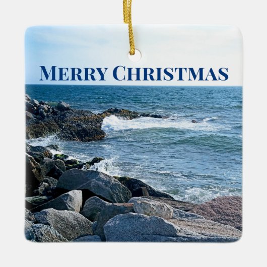 Foto des Wavy Atlantic Blue Keramikornament (Vorderseite)
