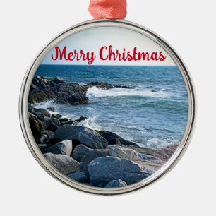 Foto des Wavy Atlantic Blue Ornament Aus Metall