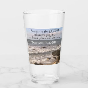 Foto des Wavy Ocean Shore Sprichwörter Bible Verse Glas
