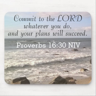 Foto des Wavy Ocean Shore Sprichwörter Bible Verse Mousepad