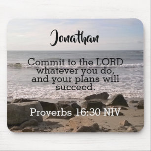 Foto des Wavy Ocean Shore Sprichwörter Bible Verse Mousepad