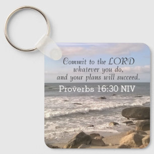 Foto des Wavy Ocean Shore Sprichwörter Bible Verse Schlüsselanhänger