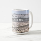 Foto des Wavy Seashore Proverbs Bible Verse Ocean Kaffeetasse (VorderseiteRechts)