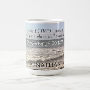 Foto des Wavy Seashore Proverbs Bible Verse Ocean Kaffeetasse