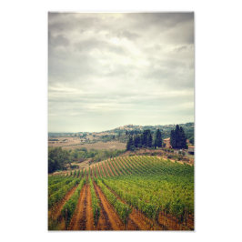 Foto des Weinberges der Toskana mit düsterem Himme