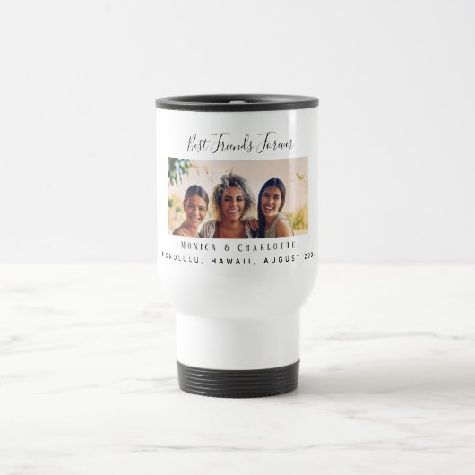 Foto die besten Freunde für immer Schwarz-weiß Reisebecher (Mittel)